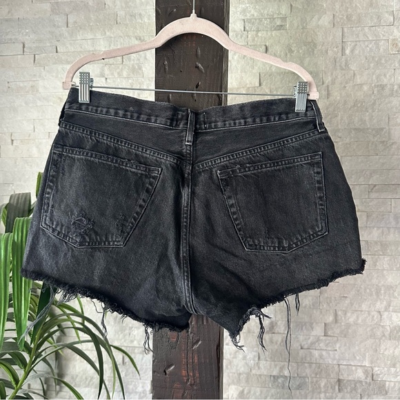 AGOLDE Black Parker Fray Cut Off Denim Jean Shorts Size 30 - Picture 8 of 8